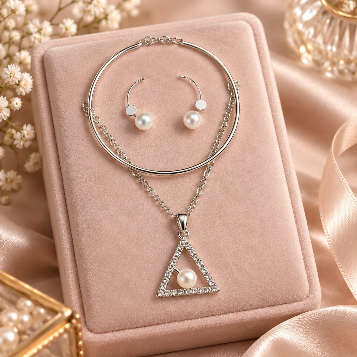 โจ Silver Grace Pearl Jewellery Set