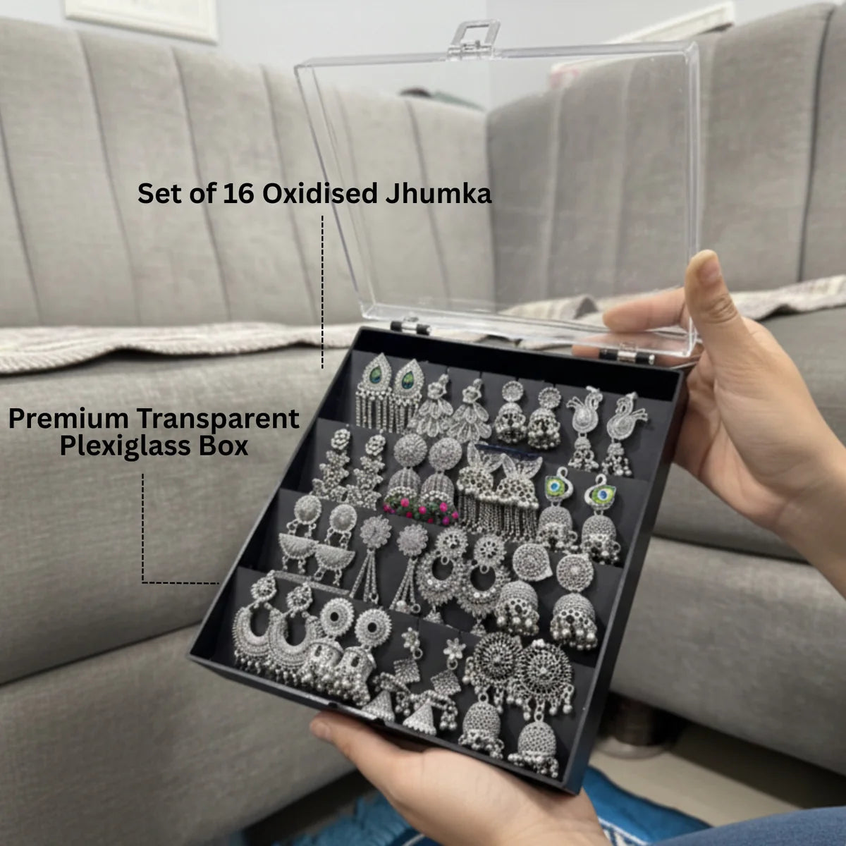 16 Mix Jhumka With Premium Earring box