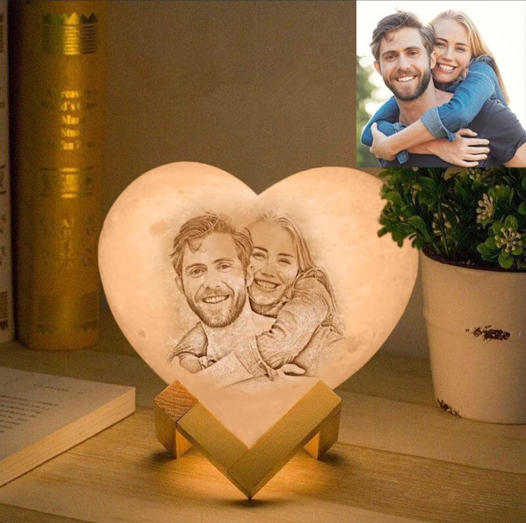 3d Heart Shaped Moon Lamp/Light Gift with Photo