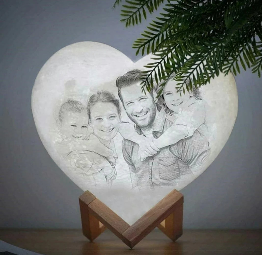 3d Heart Shaped Moon Lamp/Light Gift with Photo