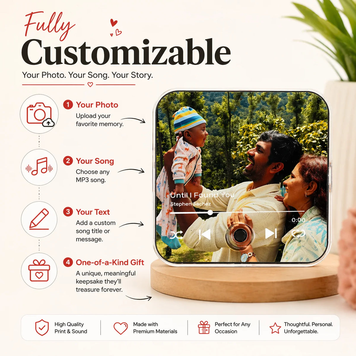 Personalized Music Fridge Magnet with Photo