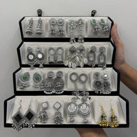 16 Premium Silver Jhumka Set – 3-Layer