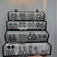 16 Premium Silver Jhumka Set – 3-Layer