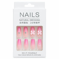 🌸 Pink Ombre Bow Nail Set