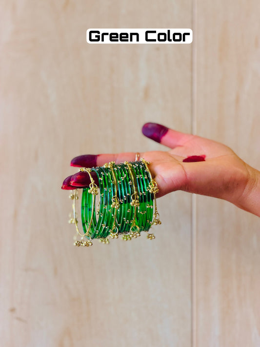12 Bangles Set With Ghungroo Bangles