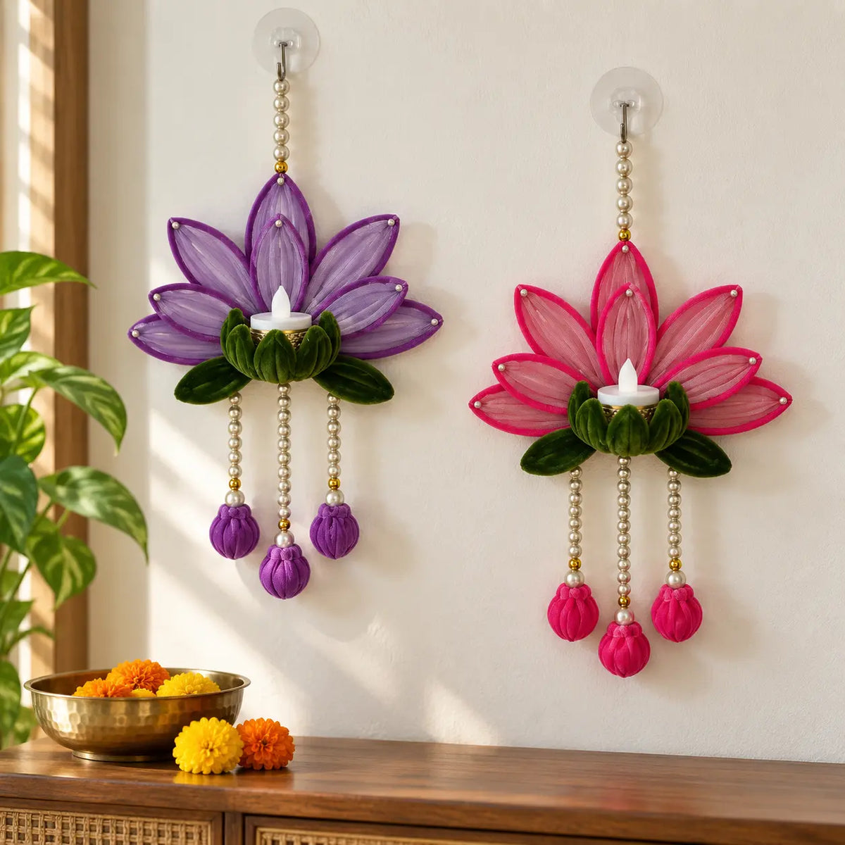 🪷 Lotus Wall Hanging Tealight Holder
