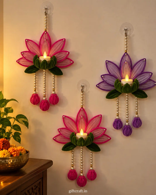 🪷 Lotus Wall Hanging Tealight Holder
