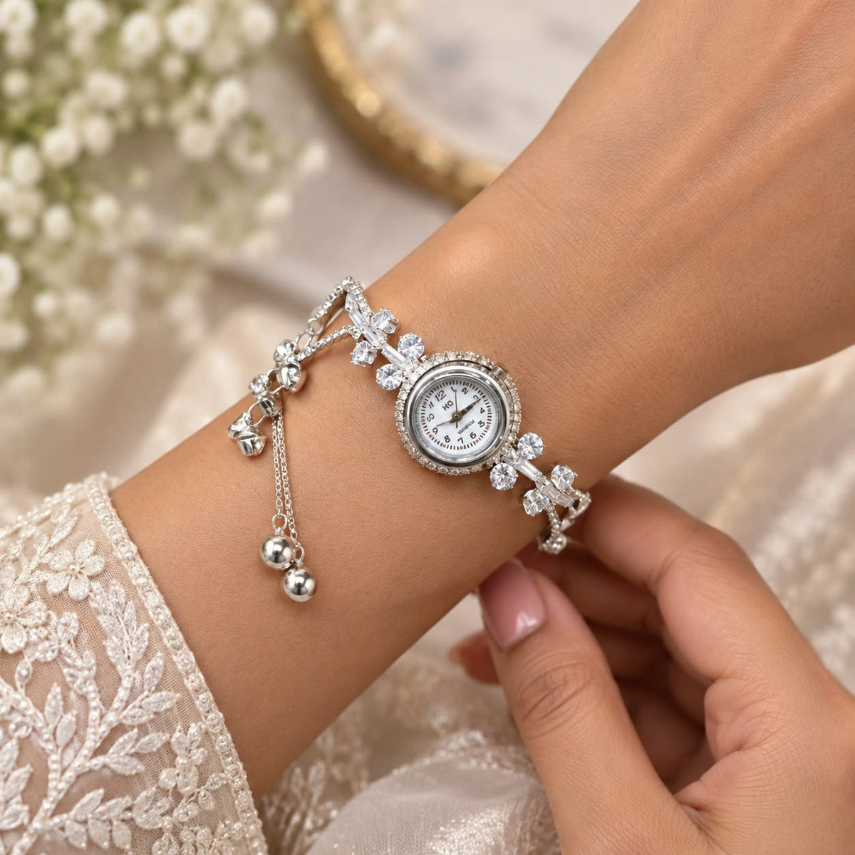 ✨ Silver Sparkle Bracelet Watch